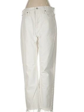 Madewell White Straight-Leg Raw Hem Jeans